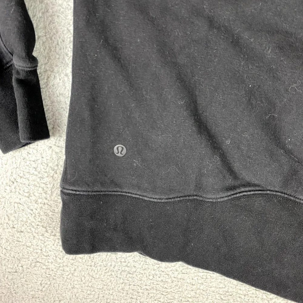 Lululemon Loungeful Hoodie Womens 10 Black 4-Way Stretch Kangaroo Pocket Casual‎